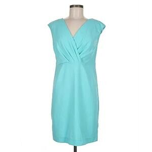 Banana Republic Women's Stretch Knit V-Neck Sleeveless Sheath Dress Turquoise XL